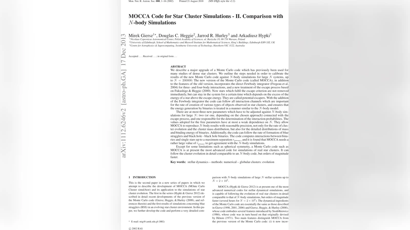 “MOCCA 2.0: 별무리 시뮬레이션을 위한 혁신적 몬테카를로‑N‑바디 교차 검증”