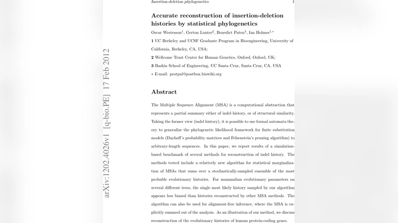 통계적 계통학을 이용한 삽입 삭제 이력 정확한 재구성