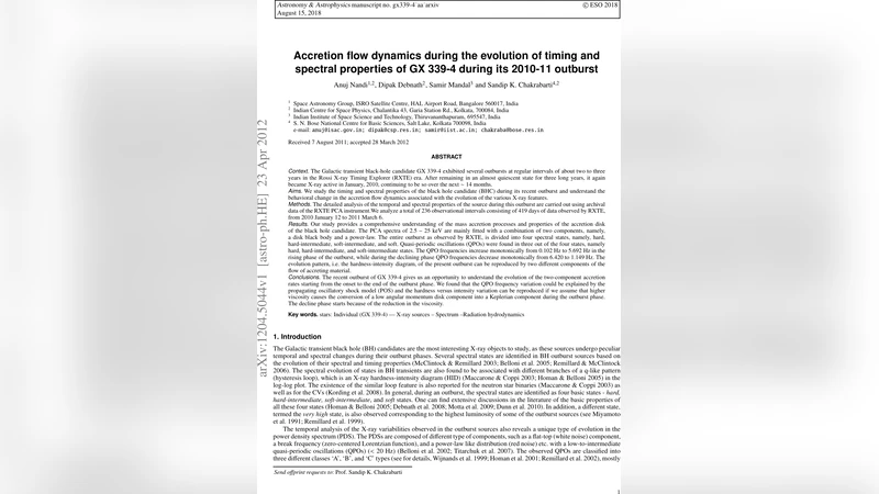 GX 339‑4 2010‑11년 폭발: 타이밍·스펙트럼 진화와 이중성분 흡수 흐름 해석