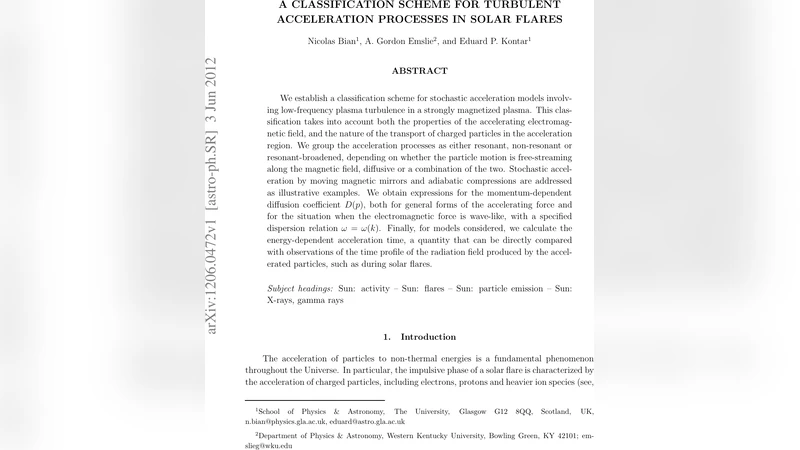 태양 플레어 난류 가속 과정 분류 체계