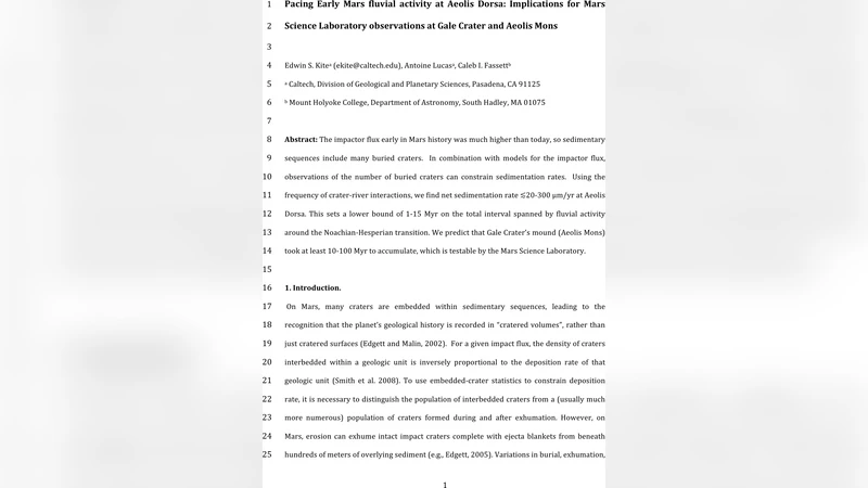 초기 화성 하천 활동 속도와 Aeolis Dorsa 연구: MSL 관측에 대한 시사점