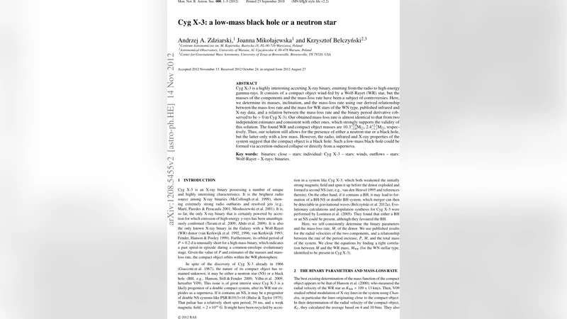 사이클롭스 X‑3: 저질량 블랙홀인가 중성자별인가