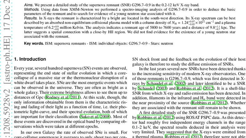 초신성 잔해 G296.7 0.9의 X‑선 특성 및 진화 단계 분석