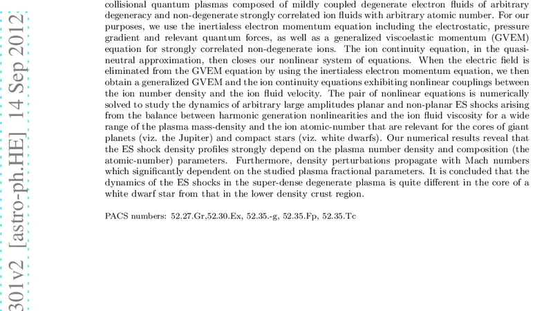 양자 플라즈마에서 대진폭 전기충격파 이론