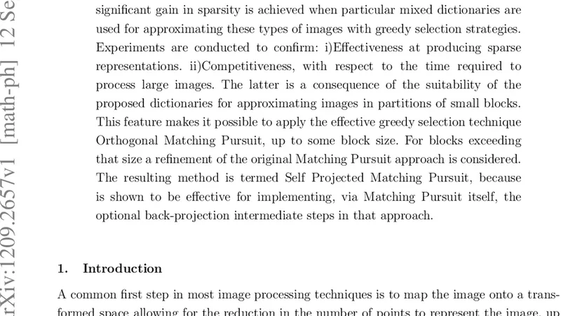 천문 이미지의 희소 표현을 위한 혼합 사전 설계와 탐욕적 선택 전략