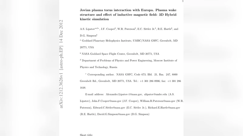 유로파 플라즈마 토러스와 유도 자기장 상호작용 3차원 하이브리드 시뮬레이션