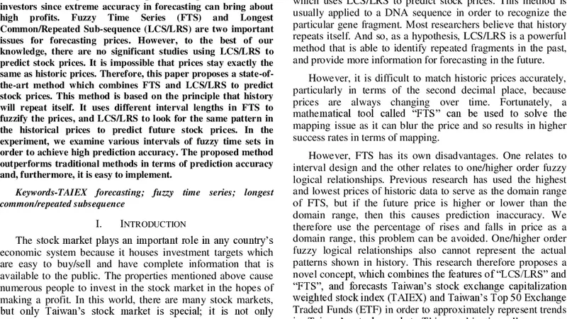 퍼지 시계열과 최장 공통·반복 서열을 결합한 새로운 주가 예측 방법