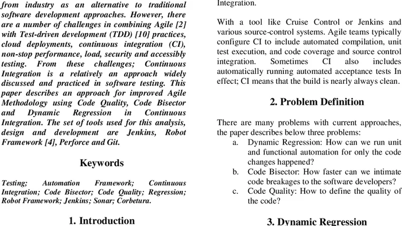 애자일 CI 혁신을 위한 동적 회귀·코드 바이섹터·코드 품질 통합