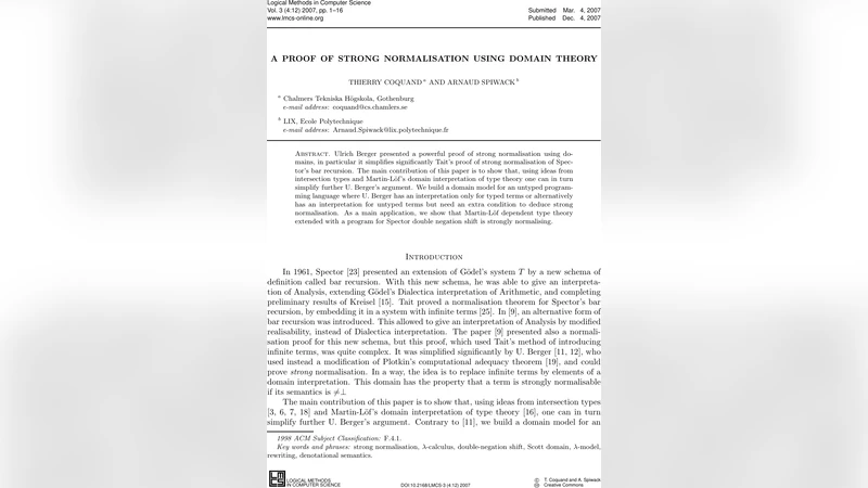 도메인 이론을 이용한 강정규화 증명의 새로운 접근