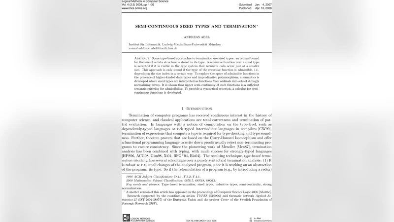 반연속 크기형과 프로그램 종료 검증