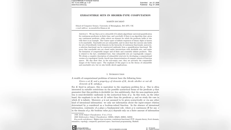 고차 타입 계산에서의 소진 가능한 집합