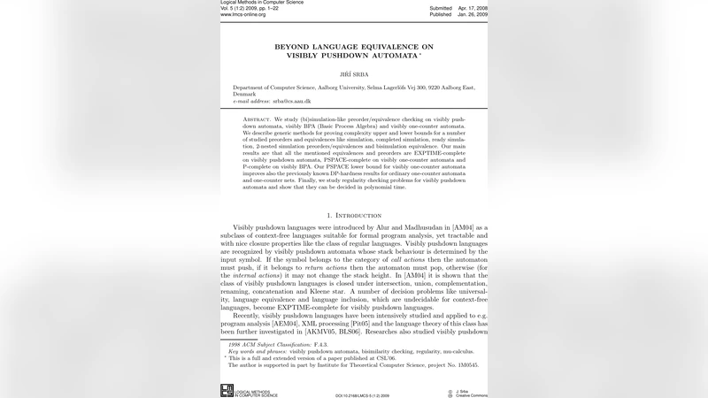 가시적 푸시다운 자동기의 시뮬레이션 및 동등성 복잡도 연구