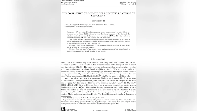 ZFC와 무관한 무한 자동화 언어의 위상 복잡도