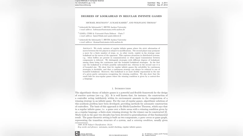 정규 무한 게임에서의 선행 정도