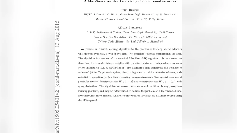 이산 가중치 신경망 학습을 위한 맥스섬 알고리즘
