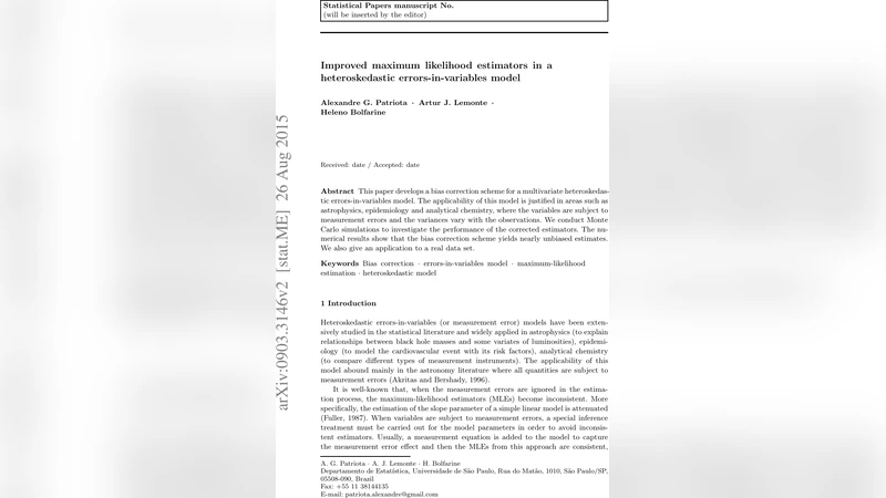 이분산 오차 변수 모델의 최대우도 추정량 편향 보정