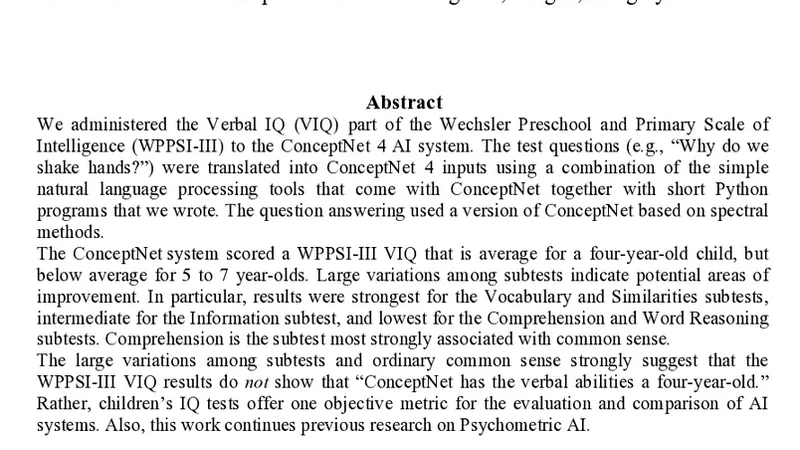 AI 언어 IQ 측정: ConceptNet은 4세 아이 수준인가