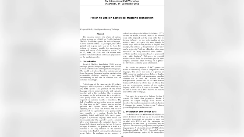 폴란드어‑영어 통계 기계 번역 성능 향상 연구