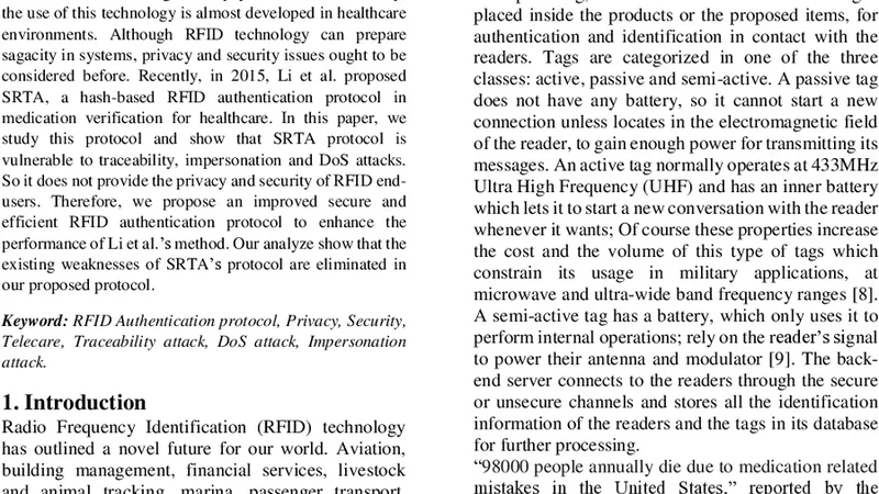 프라이버시 강화 RFID 인증 프로토콜 개선