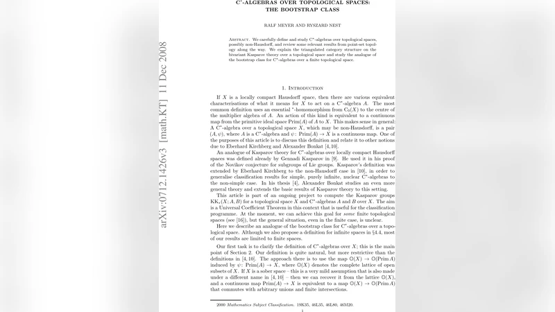 위상공간 위의 C 대수와 부트스트랩 클래스