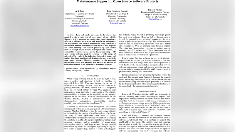 오픈소스 프로젝트 유지보수 지원 실태 분석