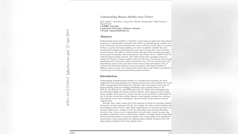 트위터로 보는 인간 이동성: 고해상도 위치 데이터의 새로운 가능성