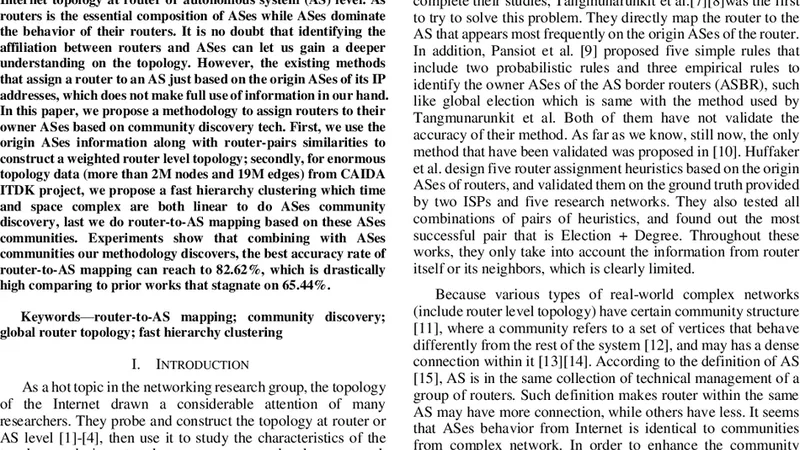 커뮤니티 발견 기반 라우터와 AS 매핑 새로운 방법론