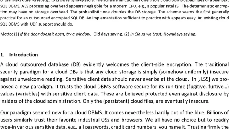 클라우드 SQL 데이터베이스를 위한 실시간 AES 암호화와 복호화