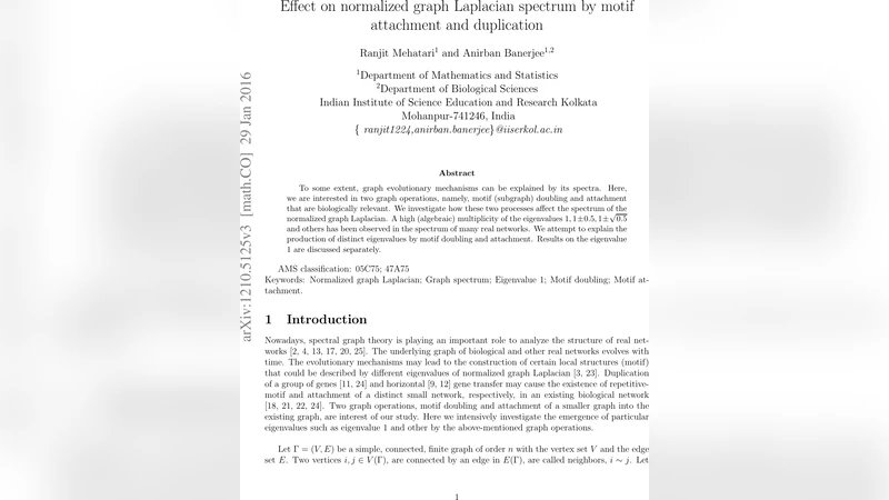 모티프 복제와 부착이 정규화 라플라시안 스펙트럼에 미치는 영향