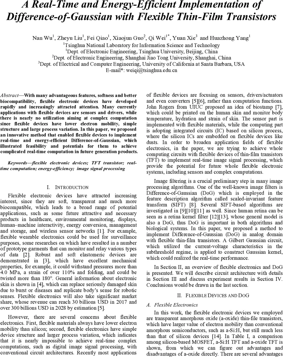 유연 박막 트랜지스터 기반 실시간 저전력 차분 가우시안 구현