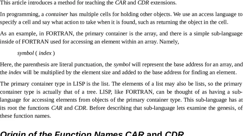 CAR와 CDR, CADR의 역사와 의미