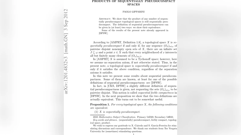 연속 의사콤팩트 공간들의 곱은 여전히 연속 의사콤팩트