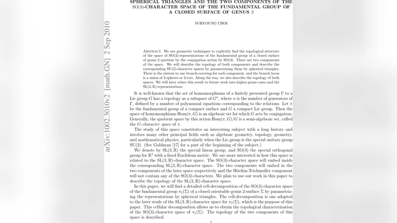 표면 위 SO3 특성 공간의 두 구성 요소