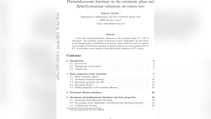 옥타비온 평면의 플루리시함수와 스핀구 아홉 불변 평가