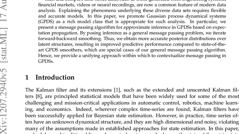 가우시안 프로세스 동적 시스템의 기대 전파 기반 메시지 전달