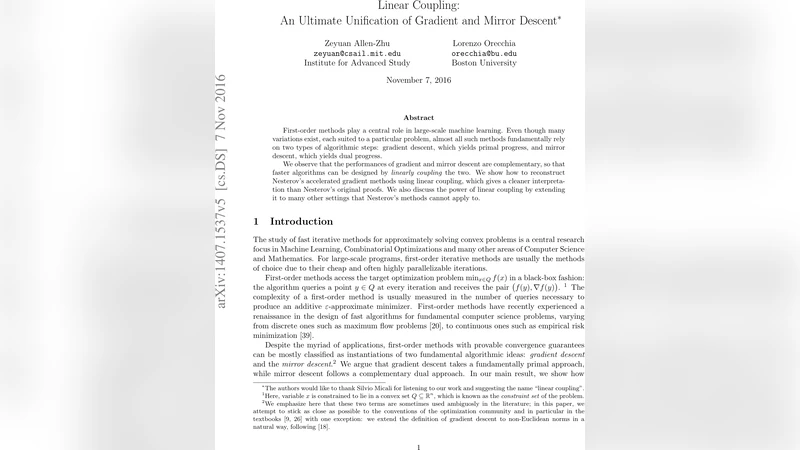 선형 결합: 그래디언트와 미러 디센트의 궁극적 통합