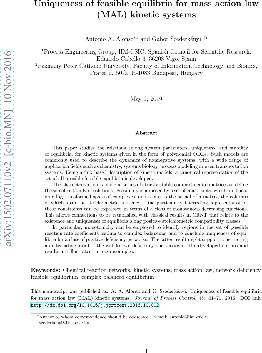 질량 작용 법칙 시스템에서 평형 상태 유일성의 비밀