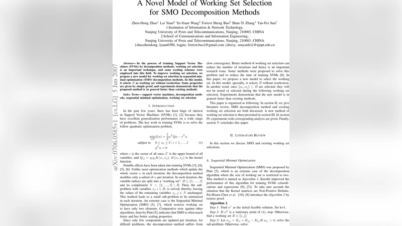 SMO 분해 방법을 위한 새로운 작업 집합 선택 모델