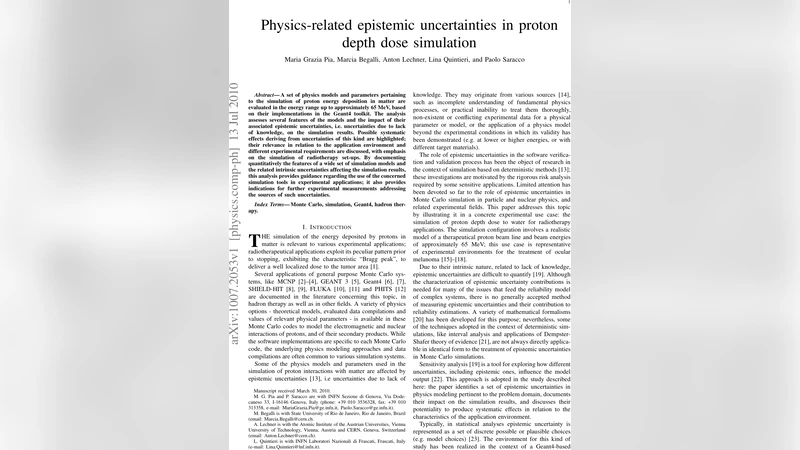 프로톤 깊이선량 시뮬레이션의 물리학적 불확실성 분석