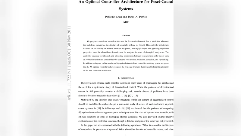 포셋 인과 시스템을 위한 최적 제어기 구조