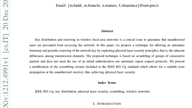 물리층 기반 IEEE 802.11g 무선망 키 배포 기술