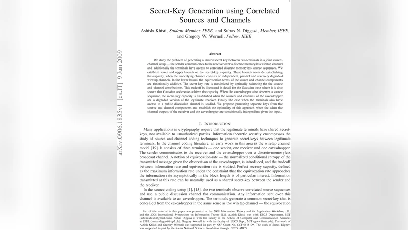 상관된 소스와 채널을 이용한 비밀키 생성