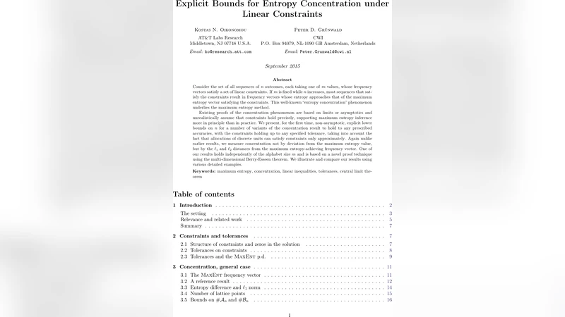 선형 제약 하 엔트로피 집중 현상의 명시적 비대칭 경계