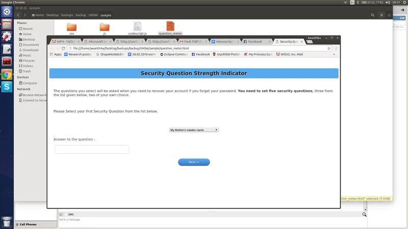 보안 질문 답변 강도 표시기로 사용자 유도