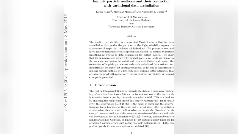 암시적 입자 방법과 변분 데이터 동화와의 연결