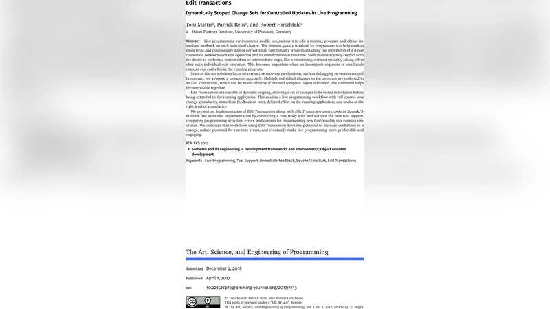 실시간 프로그래밍을 위한 편집 트랜잭션 동적 스코프 변경 집합