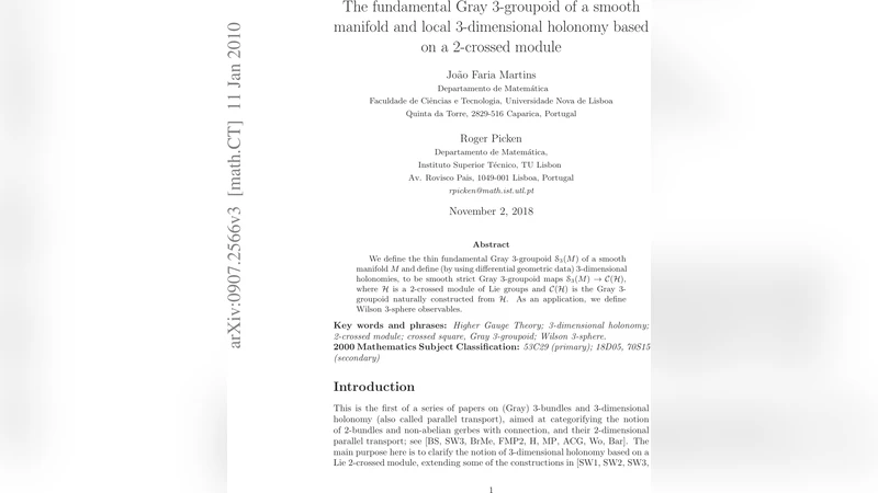 매끄러운 다양체의 기본 그레이 3군집과 2교차 모듈 기반 3차원 홀로니