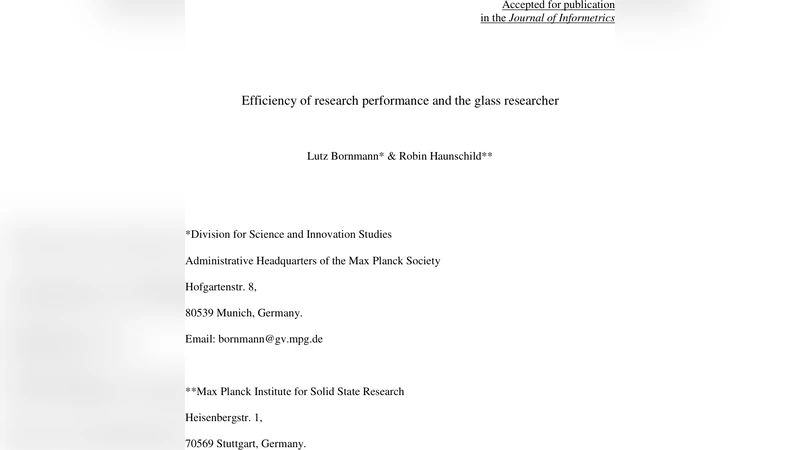 연구 성과 효율성과 유리 연구자