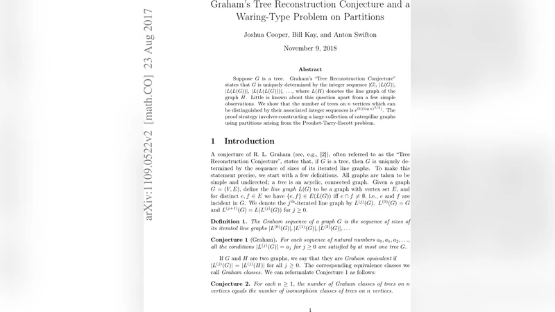 그레이엄 트리 재구성 추측과 파티션을 이용한 지수적 하한
