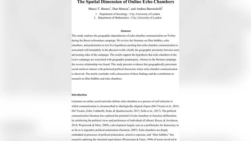 온라인 에코챔버와 지리적 거리의 상관관계